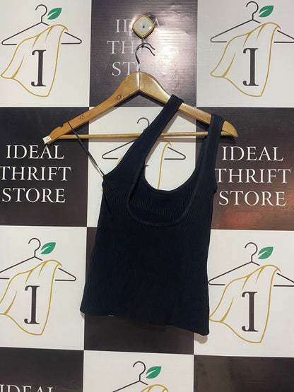 ZIMMERMANN |XS| BUST 11| Black Ribbed Knit Asymmetrical Tank Top