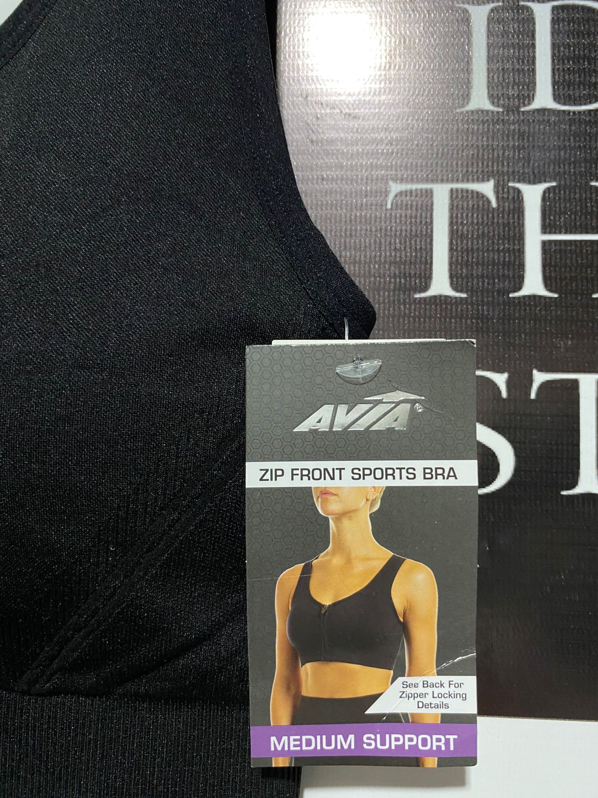 AVIA |L| BUST 13| Zip-Front Sports Bra In Black