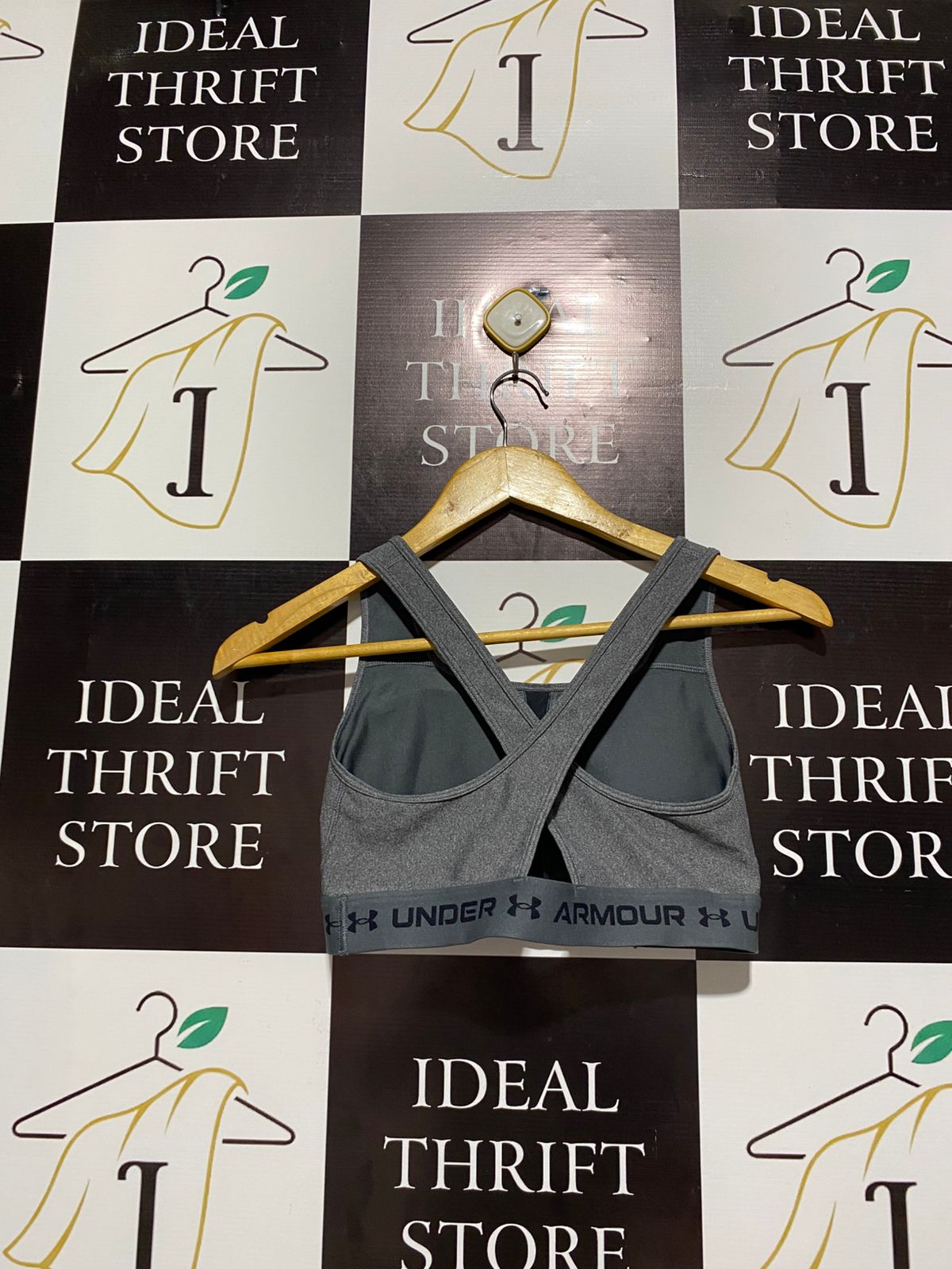 UNDER ARMOUR |M| BUST 11 |  Mid Crossback Heather Sports Bra In Gray