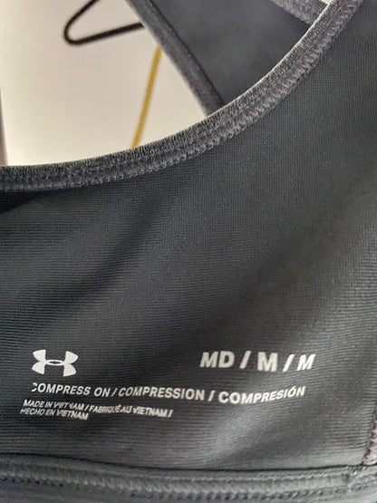 UNDER ARMOUR |M| BUST 11 |  Mid Crossback Heather Sports Bra In Gray
