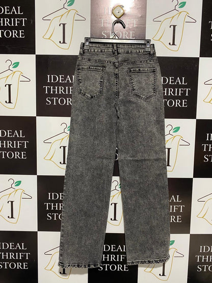 Black Washed, High-Waisted, Straight-Leg Jeans |S| WAIST 26|