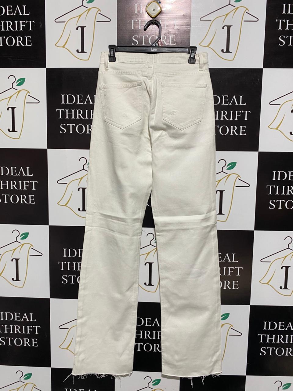 DVI |L| WAIST 30| White, Distressed, Wide-Leg Denim Pants