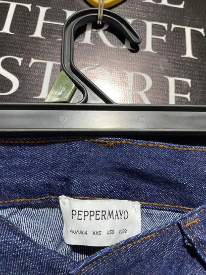 PEPPERMAYO |M| WAIST 28| Dark Blue, High-Waisted, Wide-Leg Denim Jeans