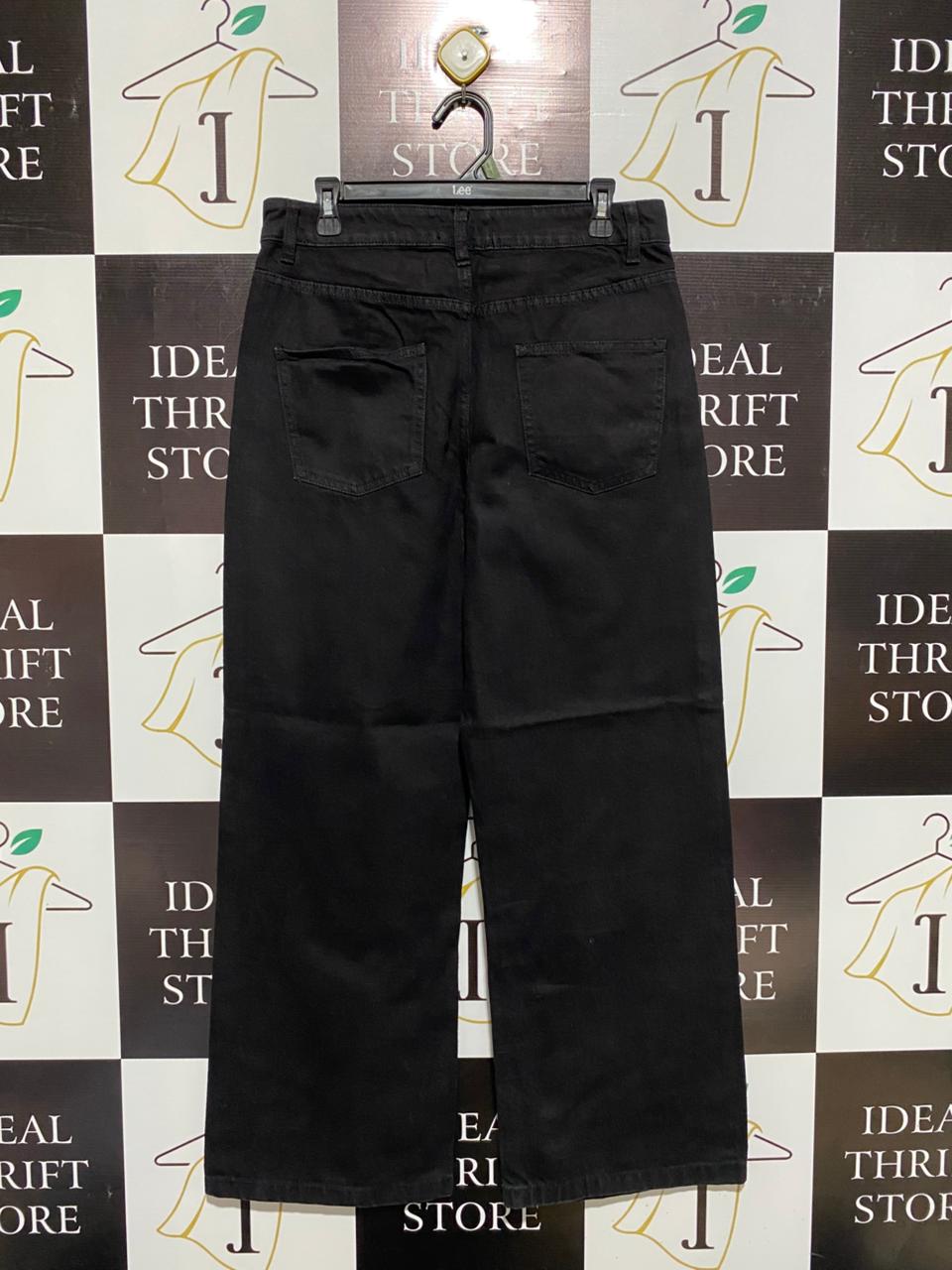 DOTTI |XL| WAIST 32 |B14|Black, High-Waisted, Wide-Leg Denim Jeans