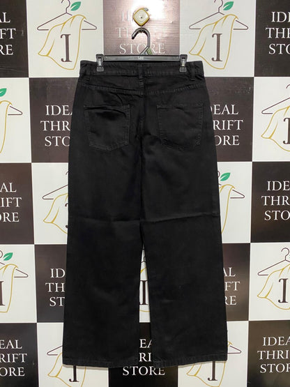 DOTTI |XL| WAIST 32 |B14|Black, High-Waisted, Wide-Leg Denim Jeans
