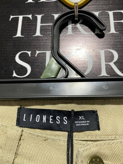 LIONESS |L| WAIST 3O| Beige or Khaki Wide-Leg Carpenter Pants