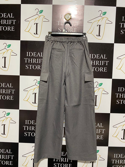 Grey Wide-Leg Cargo Trousers |S| WAIST 26| C8|