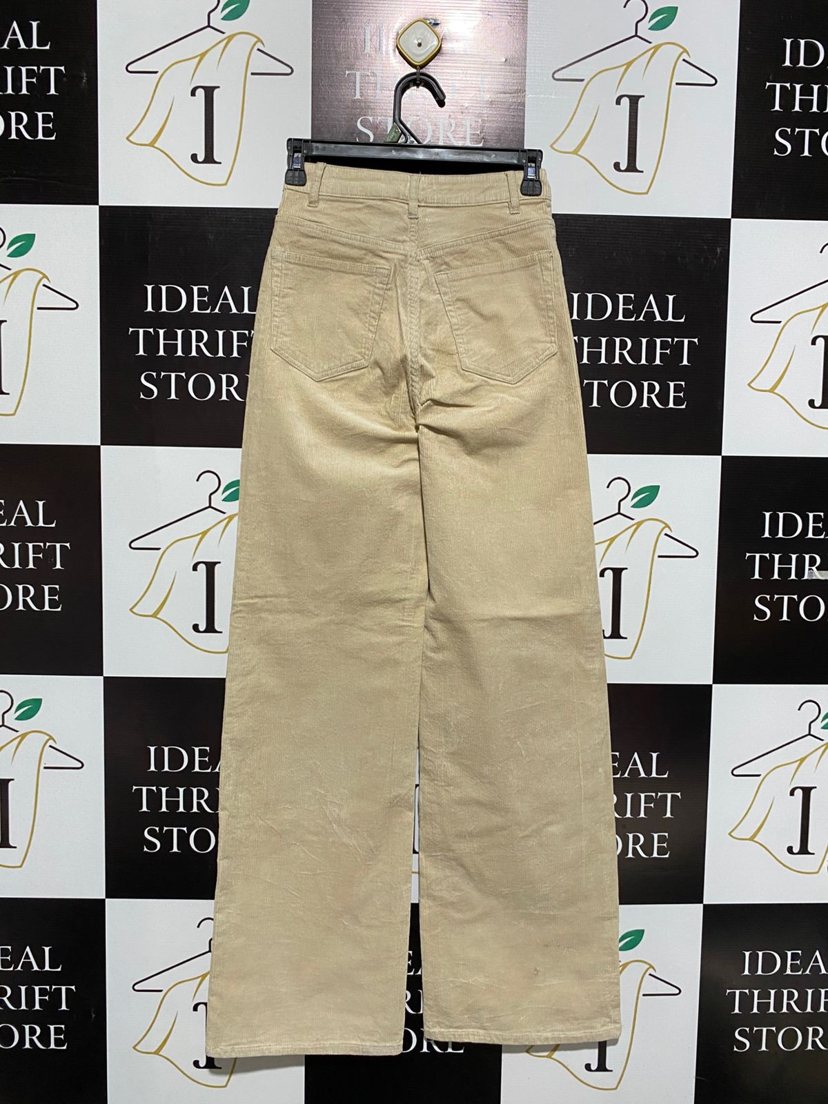 DIVIDED H&M |S| WAIST 26| C7| beige or khaki high-waisted, wide-leg corduroy trousers