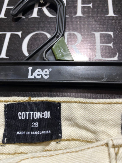 COTTON ON |XL| WAIST 32| straight-leg denim jeans in an ecru or off-white color