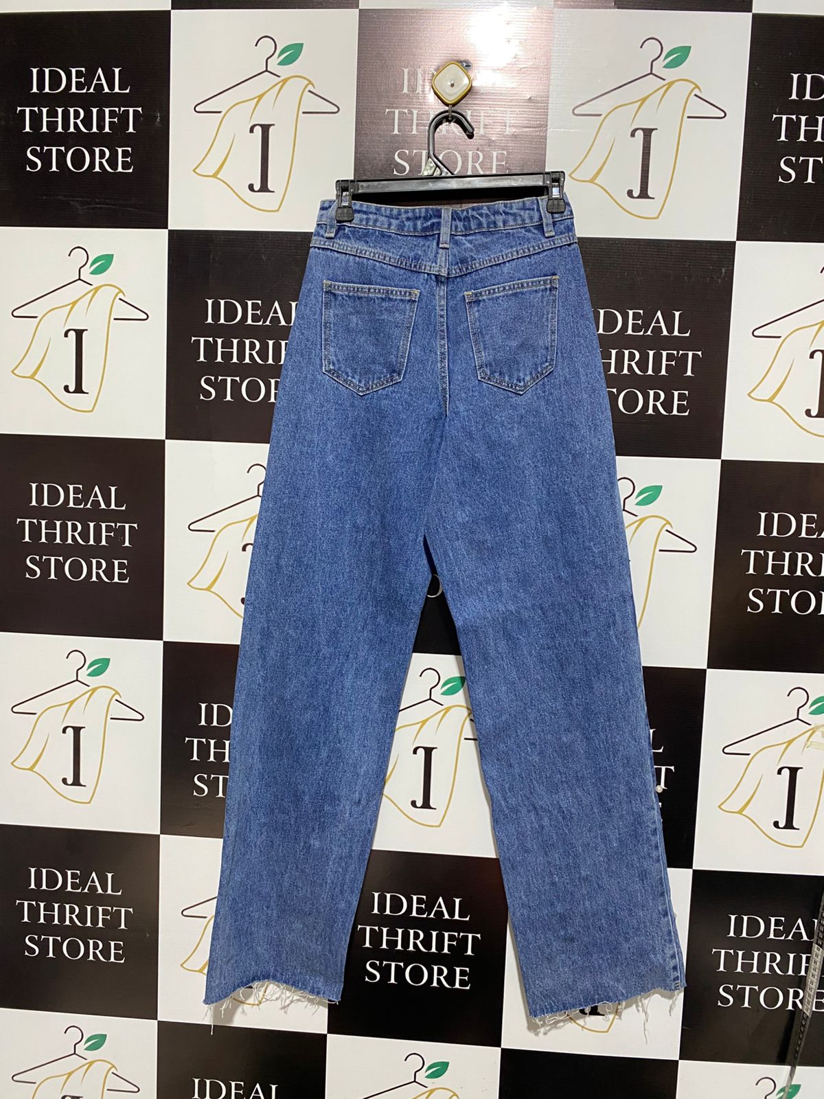 BEGINNING |M| WAIST 28| High-Waisted, Straight-Leg Jeans Embellished With Faux Pearls