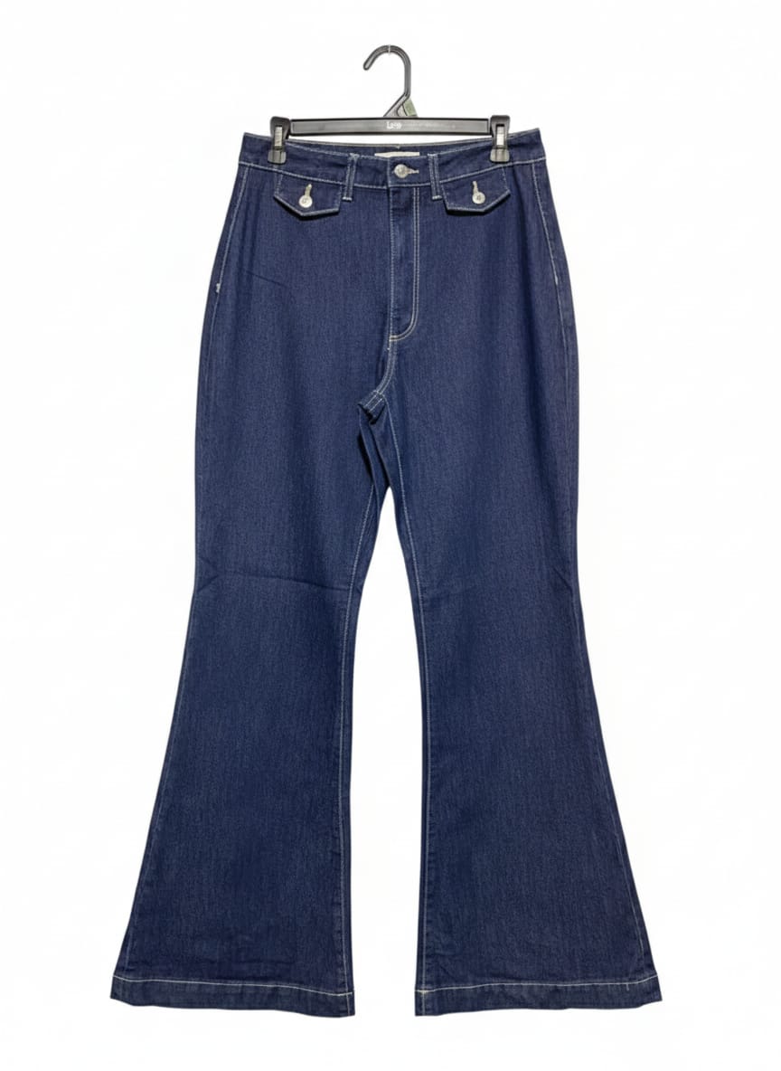 ROLLA'S |L| WAIST 30| High-Waisted, Flared Denim Jeans With Front Patch Pockets
