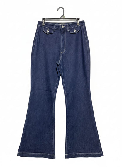 ROLLA'S |L| WAIST 30| High-Waisted, Flared Denim Jeans With Front Patch Pockets