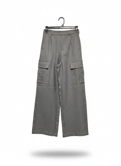 Grey Wide-Leg Cargo Trousers |S| WAIST 26| C8|