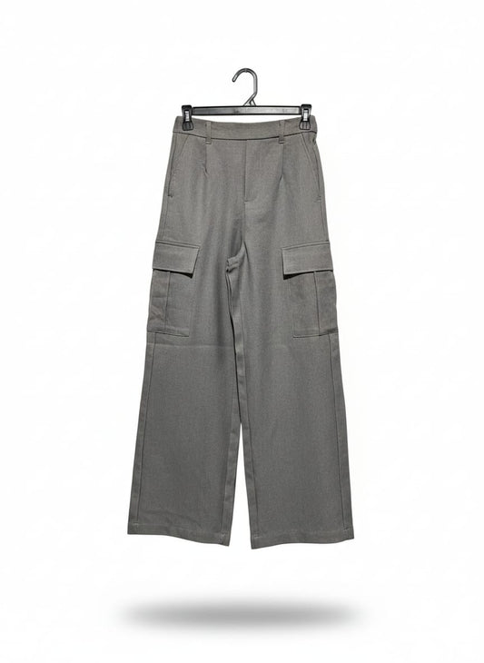 Grey Wide-Leg Cargo Trousers |S| WAIST 26| C8|