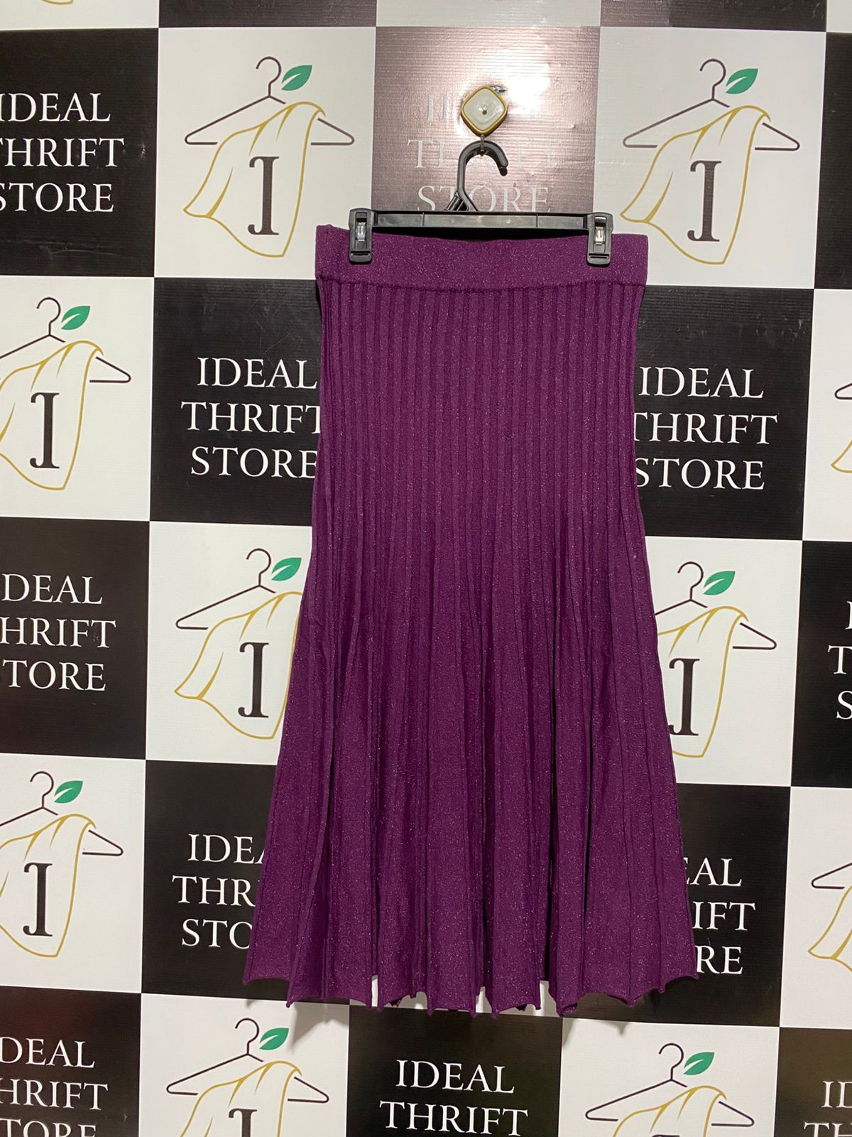 PORTMANS |L| WAIST 30| Purple Pleated Knit Midi Skirt