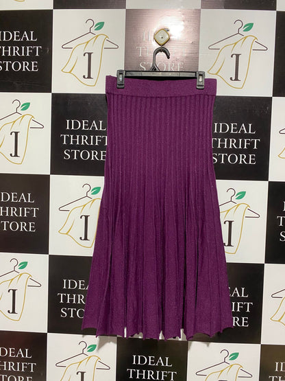 PORTMANS |L| WAIST 30| Purple Pleated Knit Midi Skirt