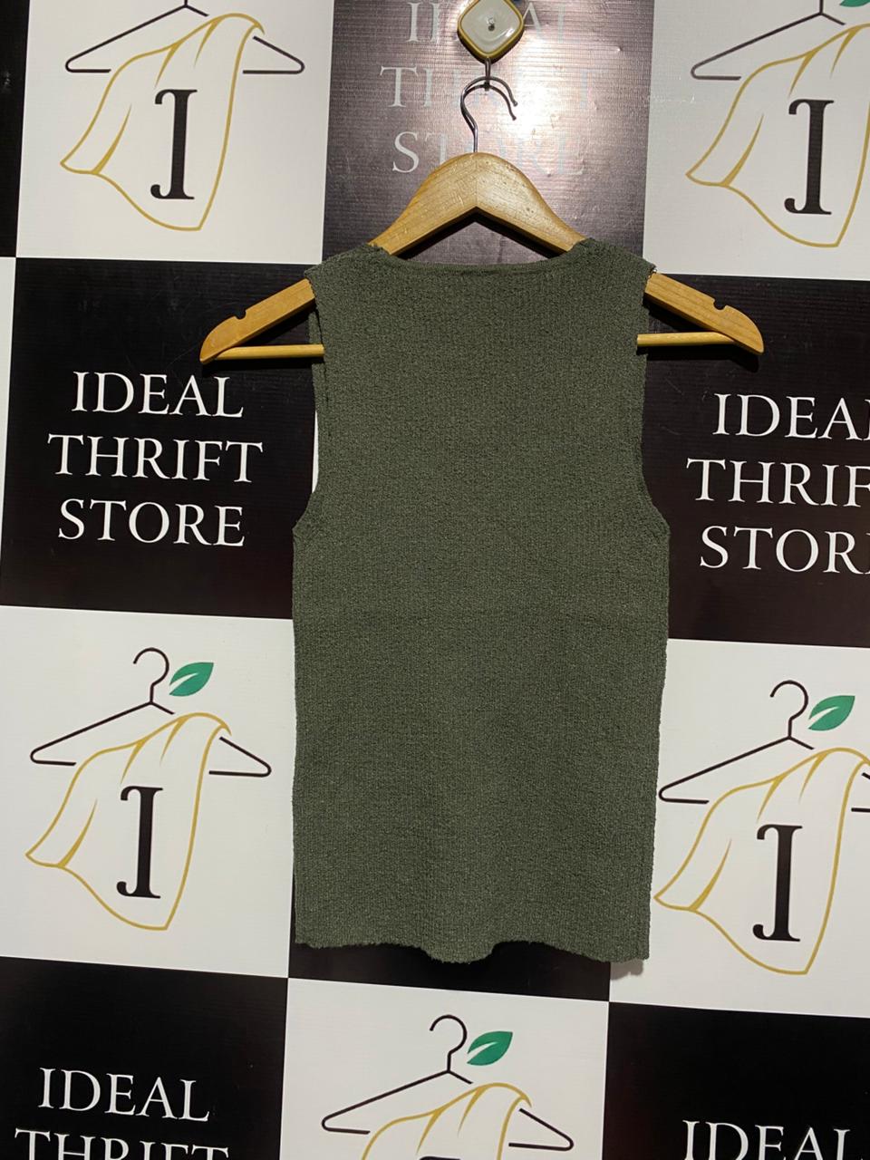 ANKO |M| BUST 12| Green Textured V-Neck Knit Top