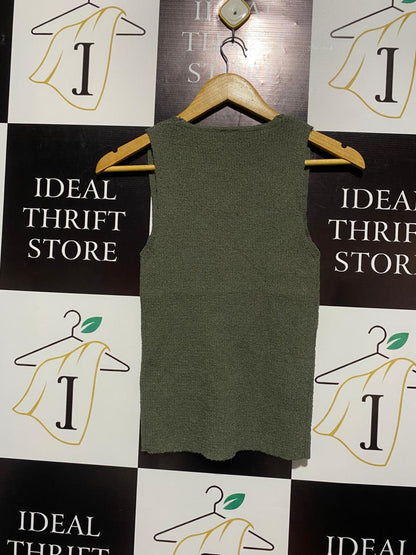 ANKO |M| BUST 12| Green Textured V-Neck Knit Top