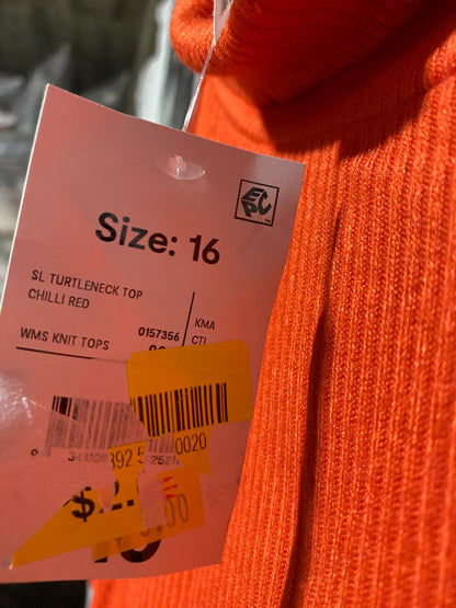 ANKO |L| BUST 20| Orange Ribbed Mock-Neck Sleeveless Top