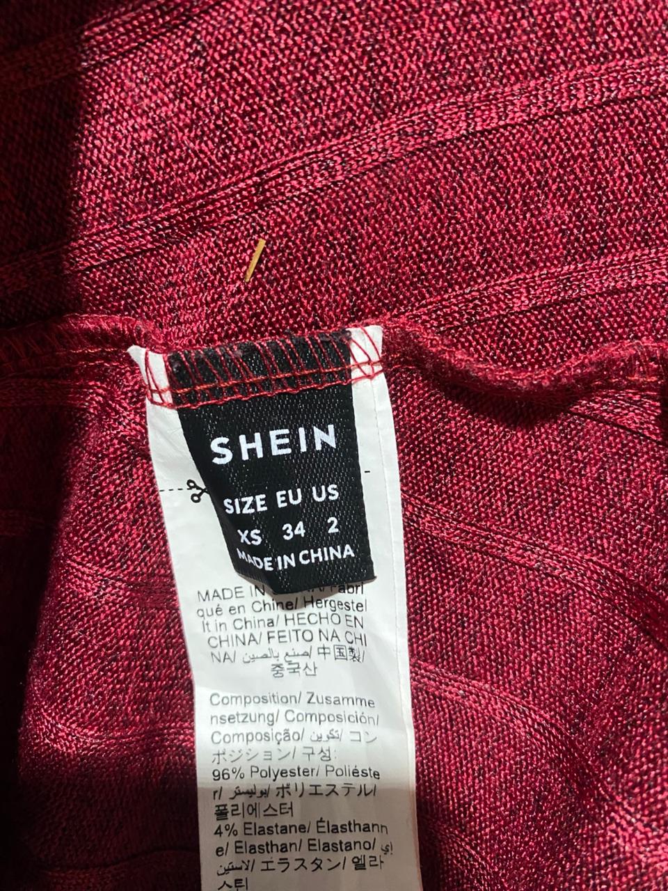 SHEIN |S| BUST 15| Red Ribbed Knit Midi Dress