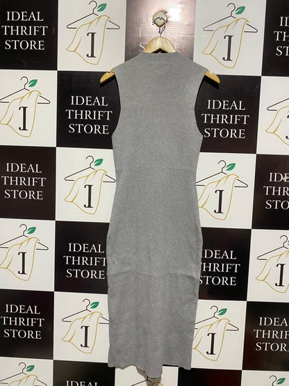 ALLY |S| BUST 14| Grey Ribbed Knit Midi Dress
