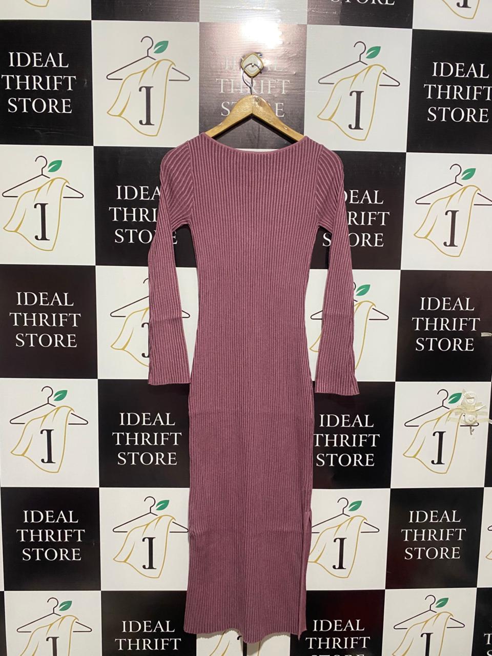 Wayf Alexi Long Sleeve Rib Dress |M| BUST 13|