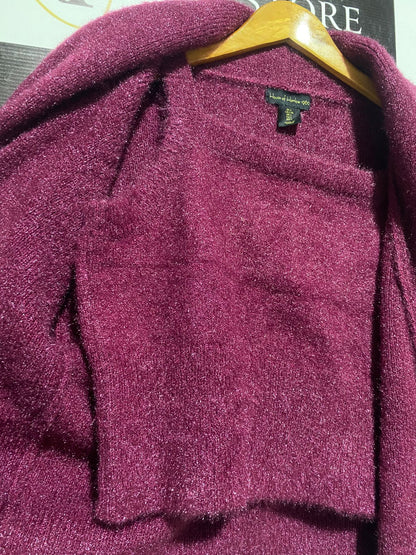 HOUSE OF HARLOW |L| "Eileen Fisher Wool & Cashmere Blend Collared Wrap Sweater