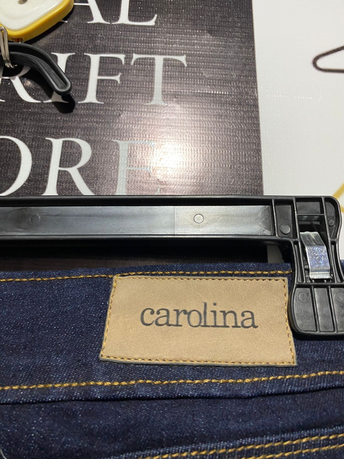 CAROLINA |L| WAIST 32| Dark Blue Patch Pocket Wide Leg Jeans