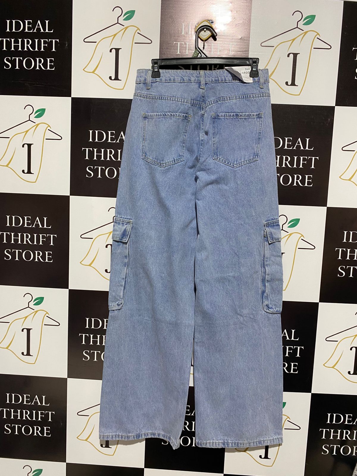 STNDRD DENIM |L| WAIST 30| High-Waist Wide-Leg Denim Cargo Pants for Women