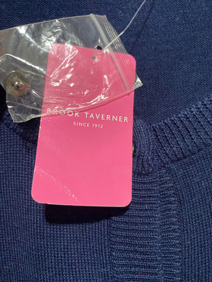 BROOK TAVERNER  |XL| BUST 25| Navy Blue, Crewneck Cardigan With Snap Buttons