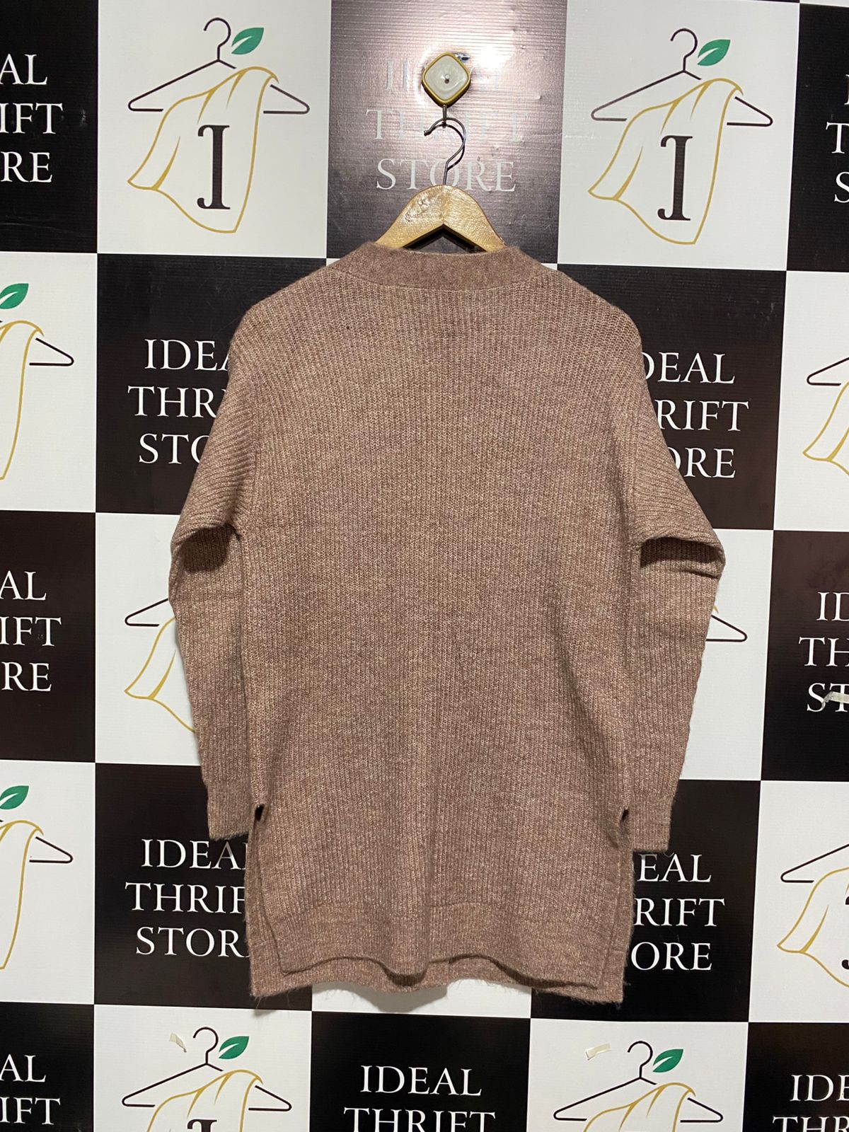 PAPAYA |S| BUST 19| Brown Ribbed Knit Long Cardigan