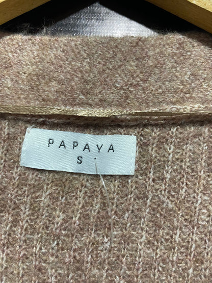 PAPAYA |S| BUST 19| Brown Ribbed Knit Long Cardigan