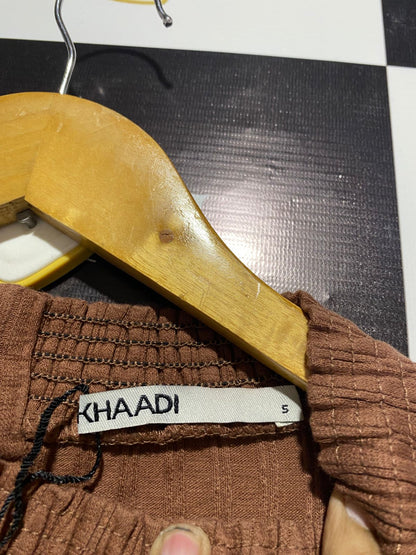 KHAADI |S| Brown Ribbed Knit Wide Leg Pants Set