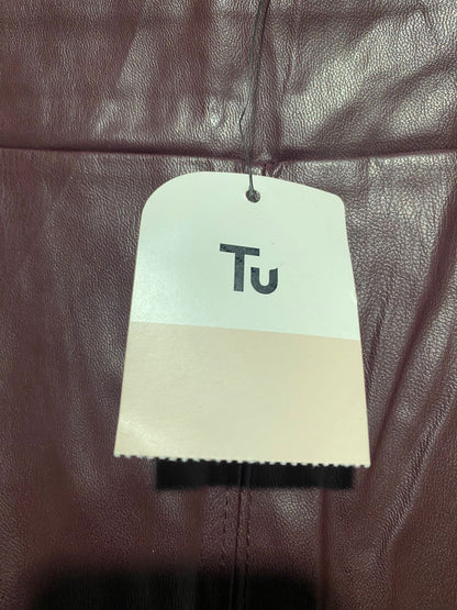 TU WOMAN |L| WAIST 32|  burgundy faux-leather A-line midi skirt