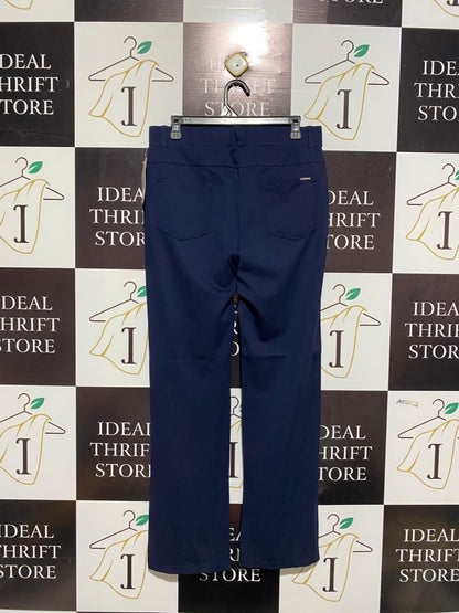 AFITNE |L| WAIST 32| Navy Blue Straight-Leg Trousers With Zipped Pockets