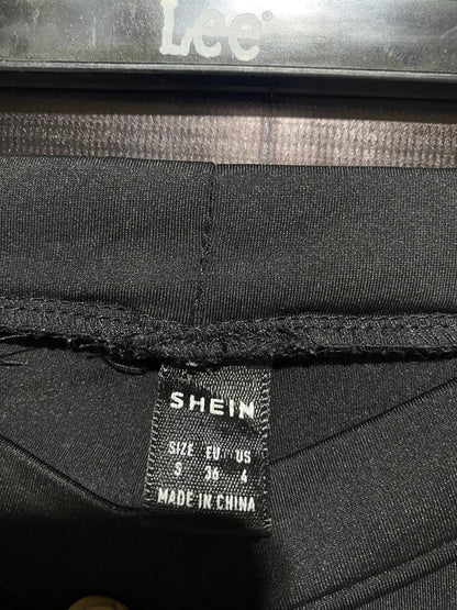 SHEIN |S| WAIST 26| Black Flared Pants With White Side Stripes