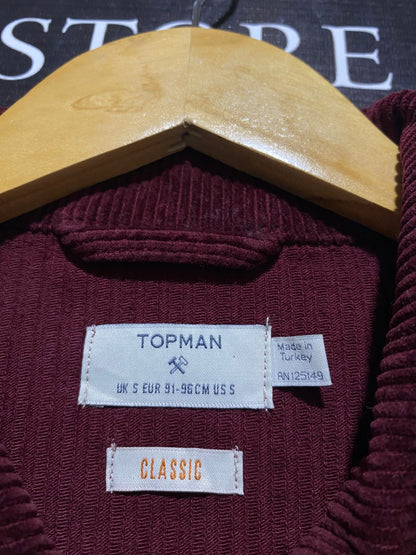 TOP MAN |S| BUST 20| Burgundy Corduroy Trucker Jacket