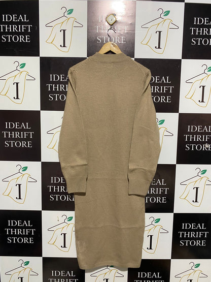 H&M |S| BUST 16| Beige or Tan Long-Sleeve Knit Midi Dress