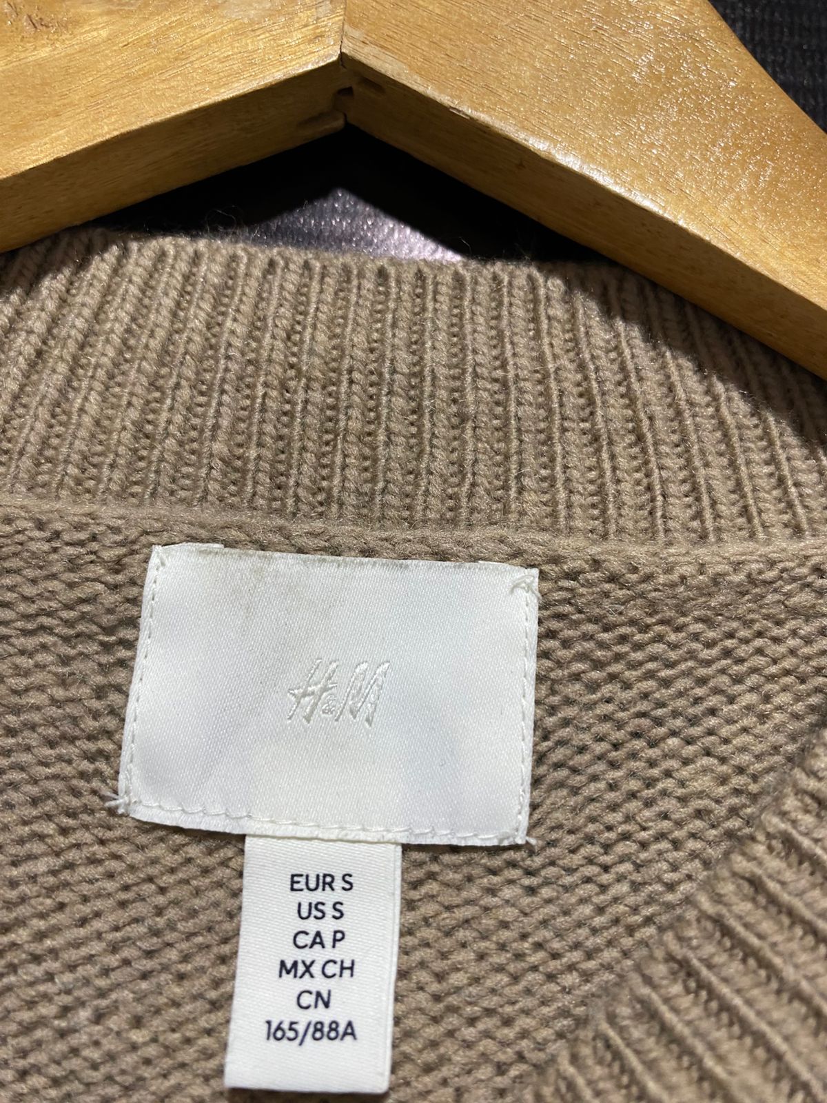 H&M |S| BUST 16| Beige or Tan Long-Sleeve Knit Midi Dress