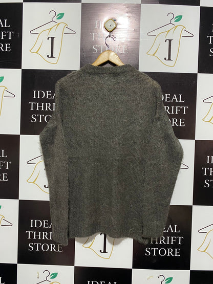 ATMO SPHERE |M| BUST 21| dark green textured knit crewneck sweater