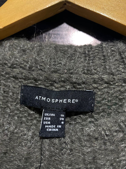 ATMO SPHERE |M| BUST 21| dark green textured knit crewneck sweater