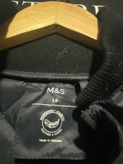M&S |L| BUST 21| Down Diamond Quilted Coat Longline Quilted Puffer Jacket