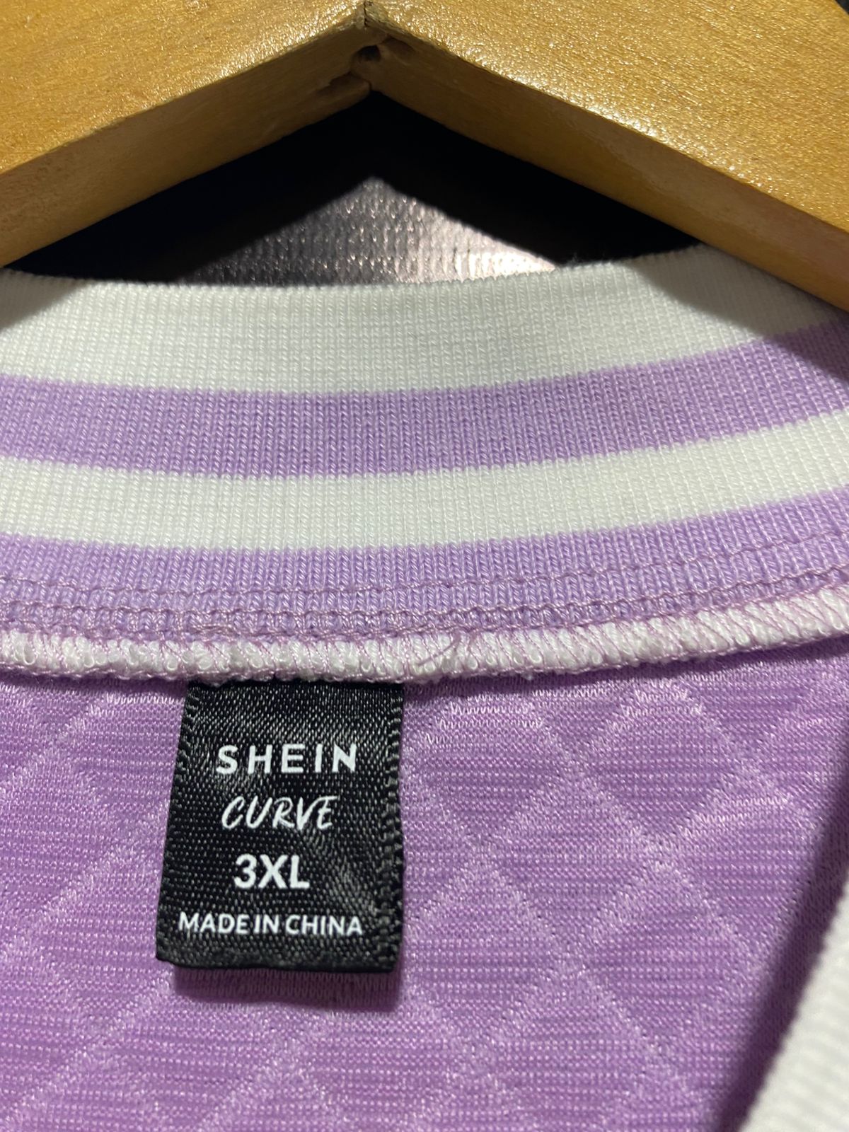 SHEIN  CURVE| XL| BUST 25| Women's Lavender Stand Collar Quilted Bomber Jacket With Ribbed Trim