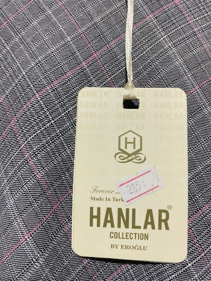 HANLAR COLLECTION |XL| WAIST 34| Grey Plaid (Prince of Wales Check) Midi Skirt