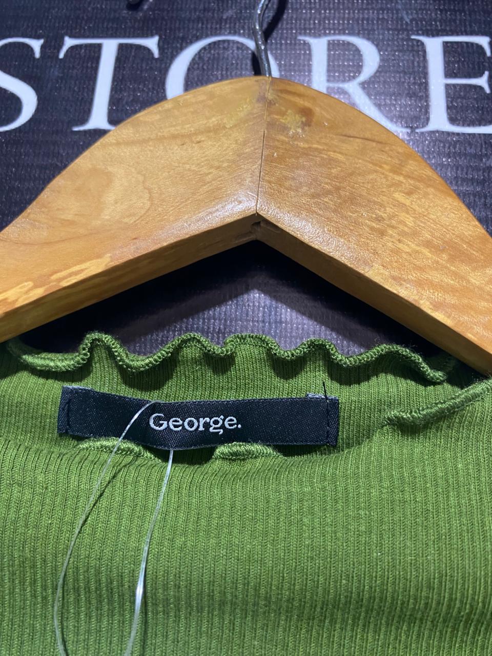 GEORGE |L| BUST 18| Ribbed Mock Neck Top with Ruffles