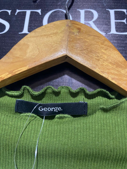 GEORGE |L| BUST 18| Ribbed Mock Neck Top with Ruffles
