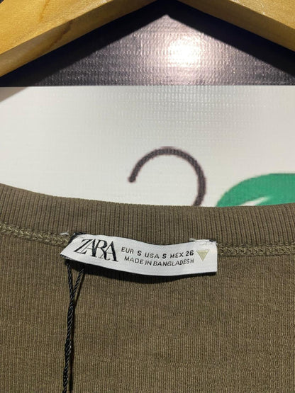 ZARA |S| BUST 12| Olive Green Long-Sleeve T-Shirt