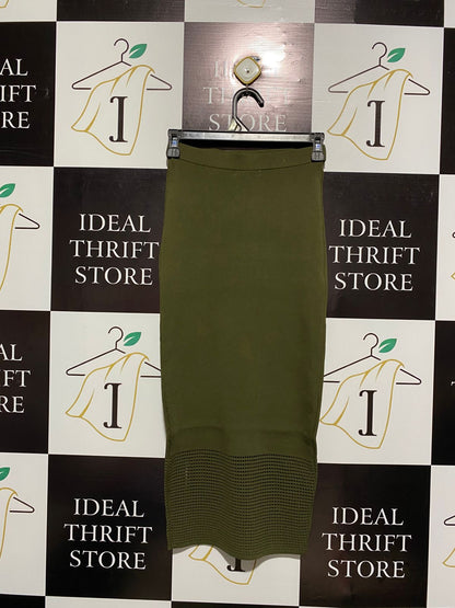 SHEIKE |XS| WAIST 24| C6| olive green knit midi pencil skirt