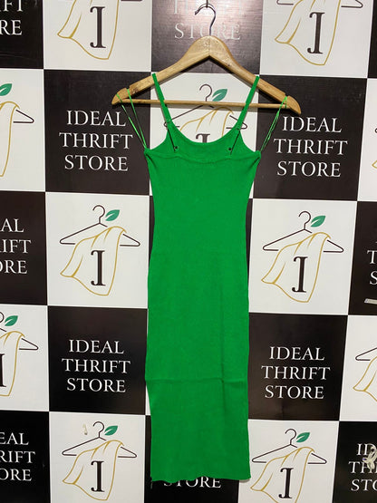 ALLY |XS| BUST 11| Green Ribbed Knit Midi Dress