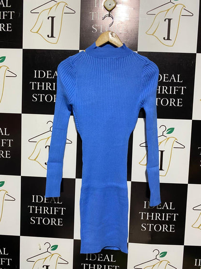 SUPRE |M| BUST 12|Blue Ribbed Knit Mini Dress